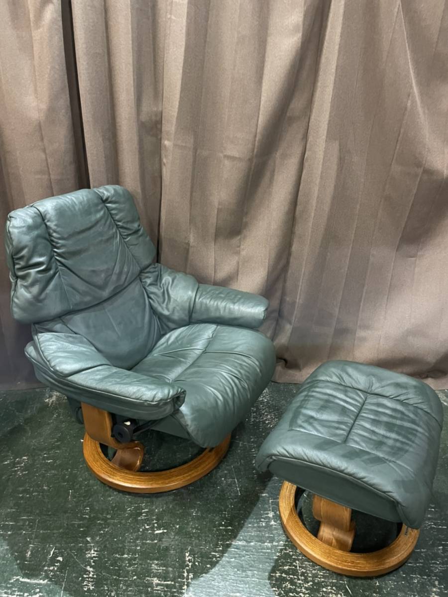 千葉県市川市のお客様よりEkornes エコーネス Reno レノ リクライニングチェア 本革 ストレスレスチェア＆オットマンを出張買取させていただきました